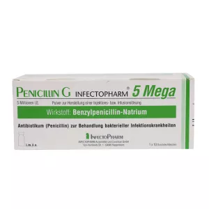 Пенициллин Джи (Penicillin G 5Mega, Инфектоциллин, аналог Экстенциллин) 5 млн МЕ 1 фл./уп.